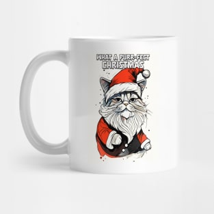 Funny Christmas Quote Cute Santa Claus Cat Illustration for Pet Lovers and Owners Mug